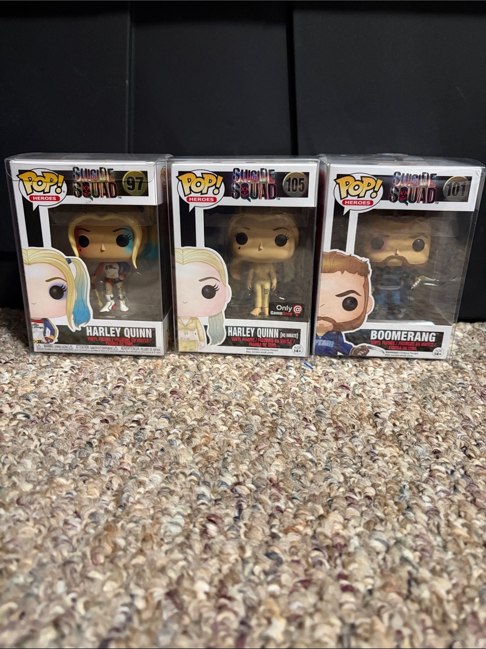 Funko Pop! Suicide Squad Harley Quinn (Blue & Pink) & Boomerang (Brown) Set